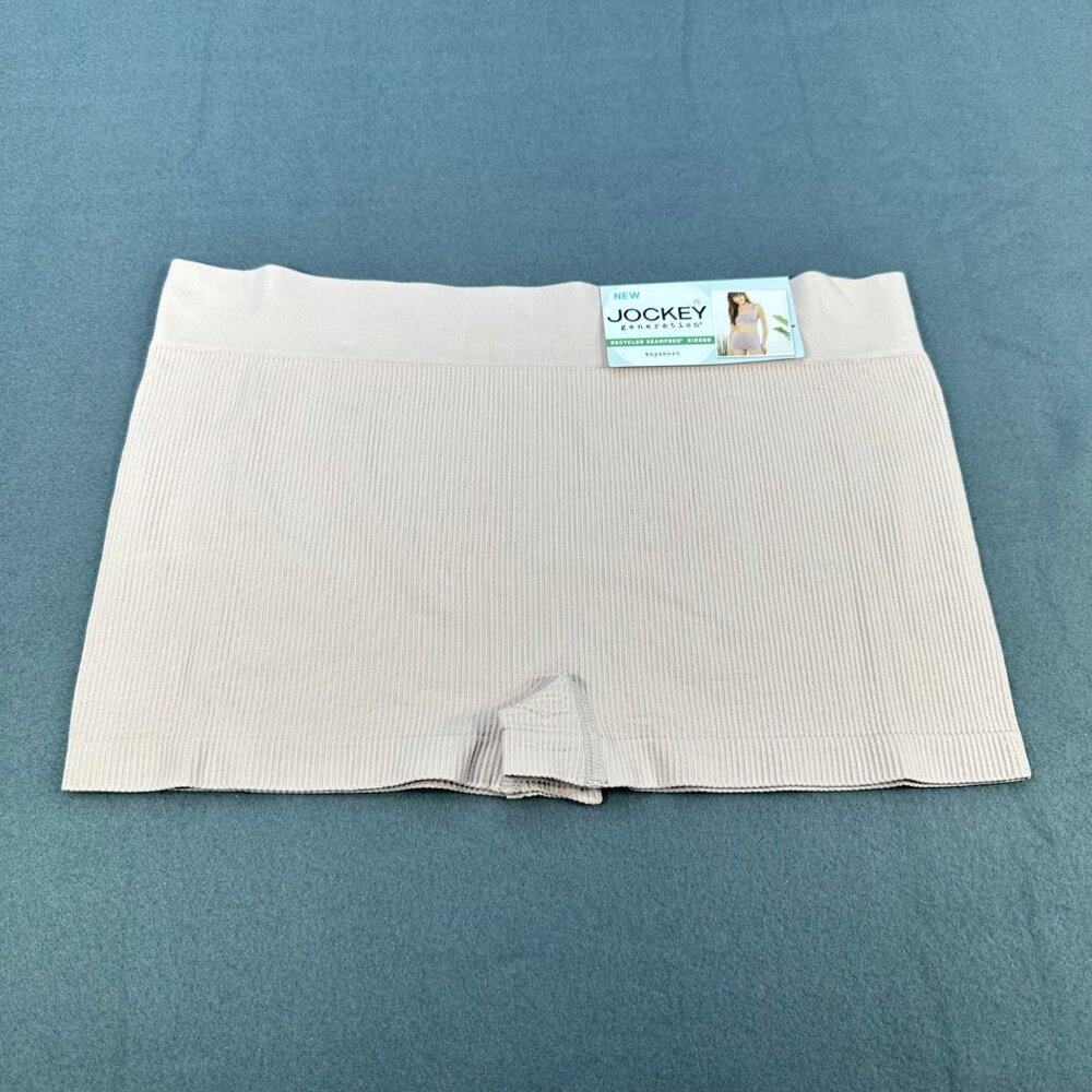 Jockey Womens Size XL Panty Boyshort Generation Seamfree Ribbed Beige New